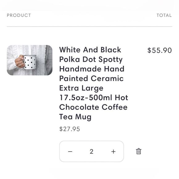 Set of TWO Elegant Black and White Polka Dot Mugs NWOT - Picture 6 of 8